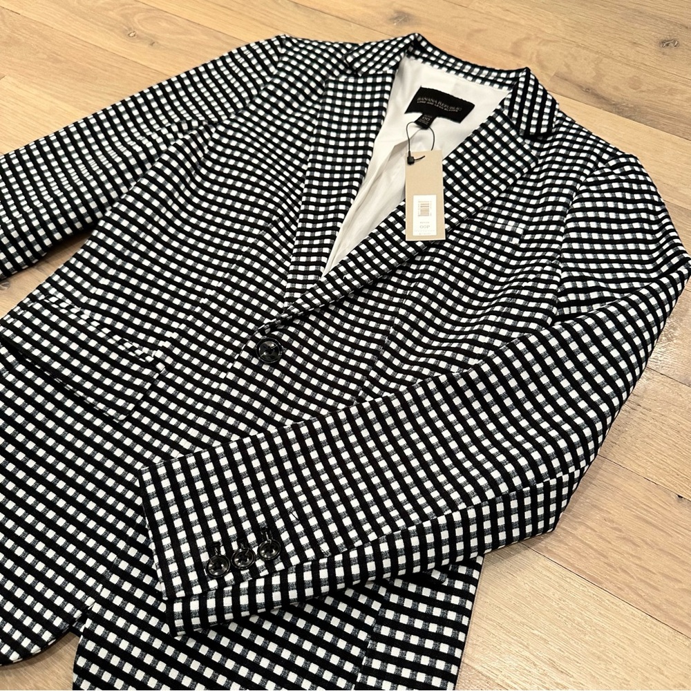 NWT - Banana Republic B&W Gingham Plaid Blazer
